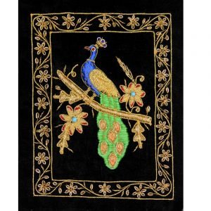 3. Antiques _ Collectables - Zari Hand Embroidery Peacock Without Frame