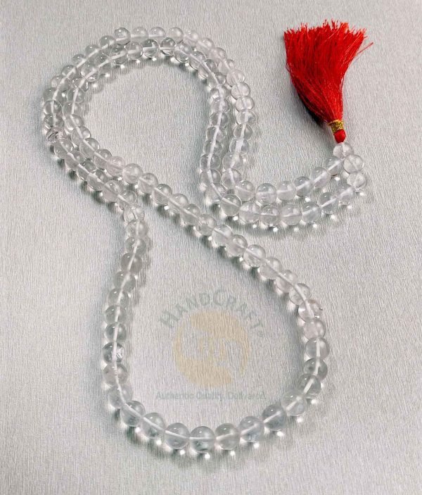 Natural Healing Stone Crystal Mala Necklace - Clear Quartz