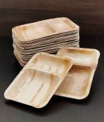 Eco-friendly Disposable Areca Leaf Plates – 2 Compartments