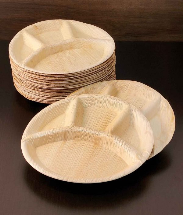 Eco-friendly Disposable Areca Leaf Plates - 4 Compartments