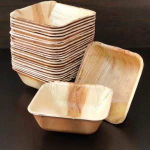 Eco-friendly Disposable Areca Leaf Square Bowl - 5.5 inches
